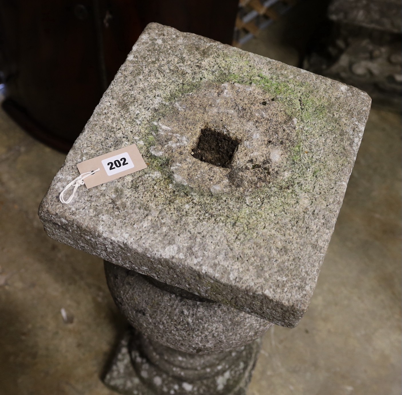 A Victorian granite baluster pedestal probably for a sun dial, height 86cm